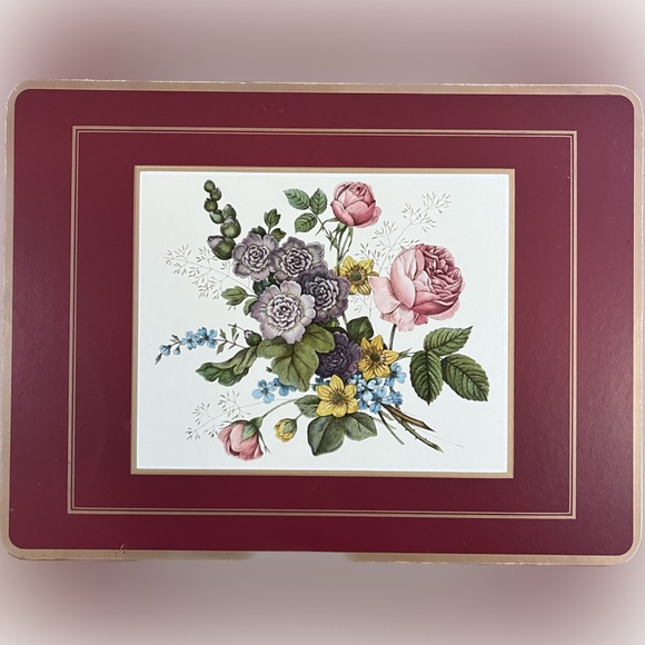 Vtg PIMPERNEL “5 Floral Spray” Set of 4 Traditional Cork-Backed Place Mats. - Picture 7 of 11